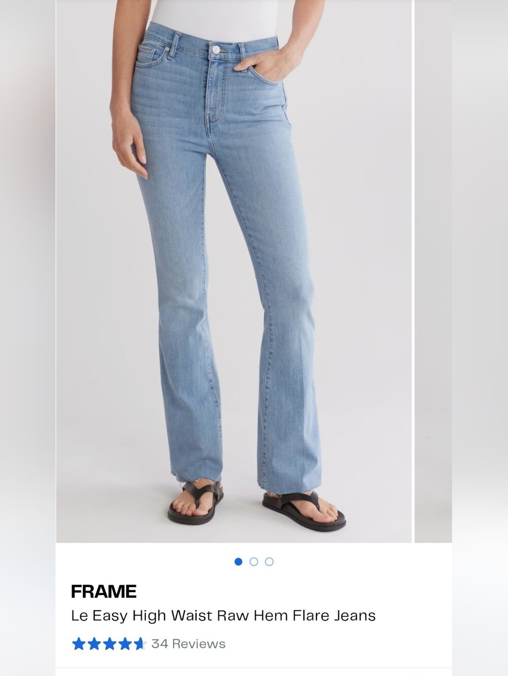 FRAME Le Easy High Waist Raw Hem Flare Jeans High Waist Flare Jeans in Blue Like